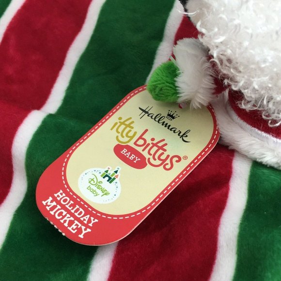 Hallmark Disney Itty Bittys Holiday Mickey Mouse Lovey Security Blanket Baby New - Picture 6 of 12